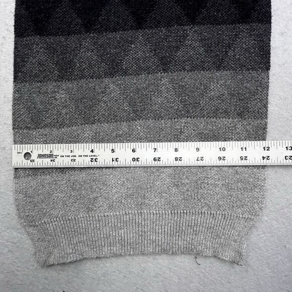 Banana Republic Merino Wool Scarf Black Gray Ombre Geometric 12” x 67” - Picture 5 of 5